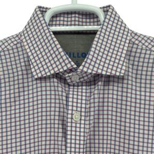 Twillory Mens Performance Dress Shirt 16 32/33 Tailored Fit Blue Purple Check